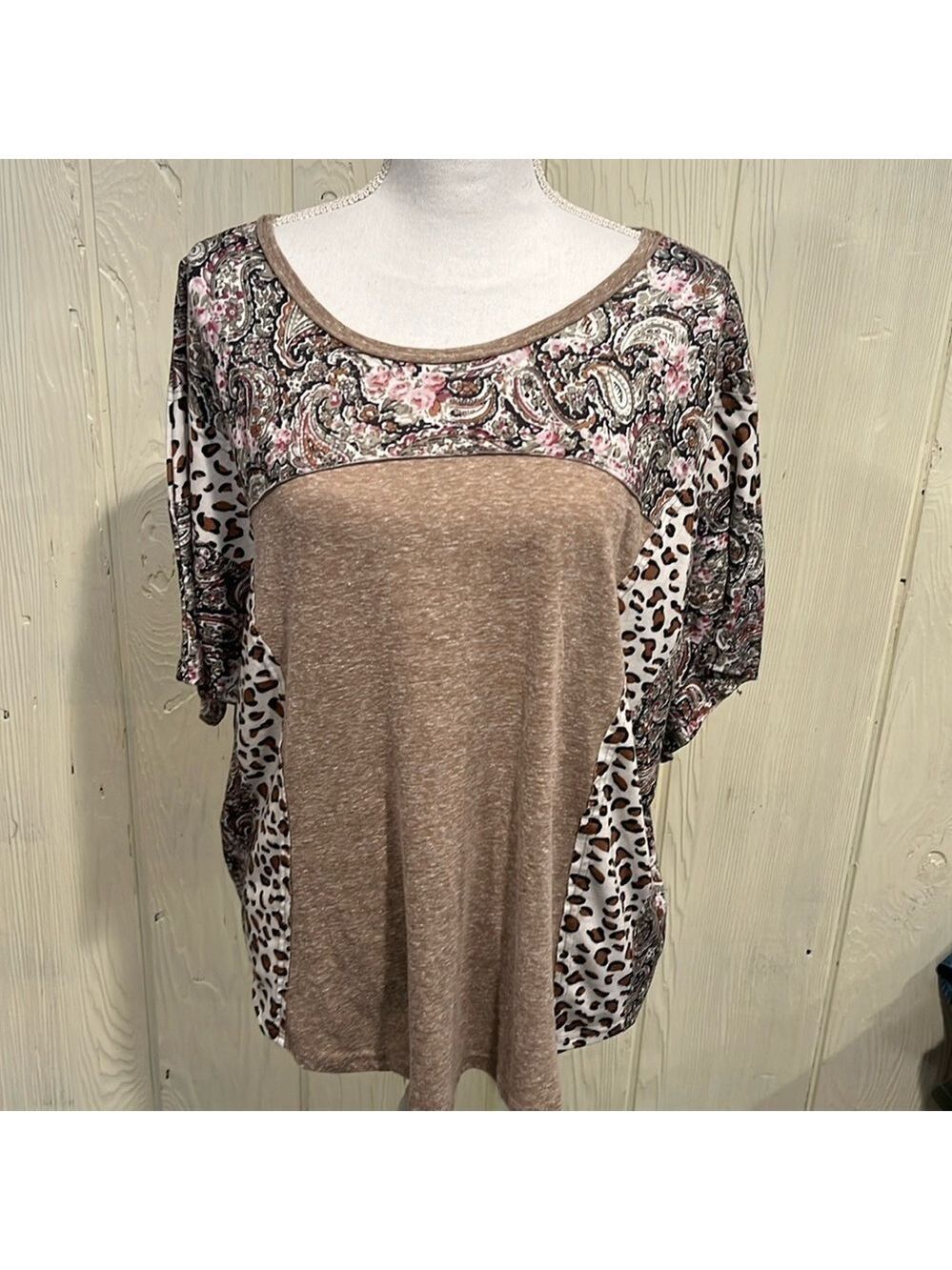 GIGIO Patchwork Cotton Blend Wide Sleeve Medium